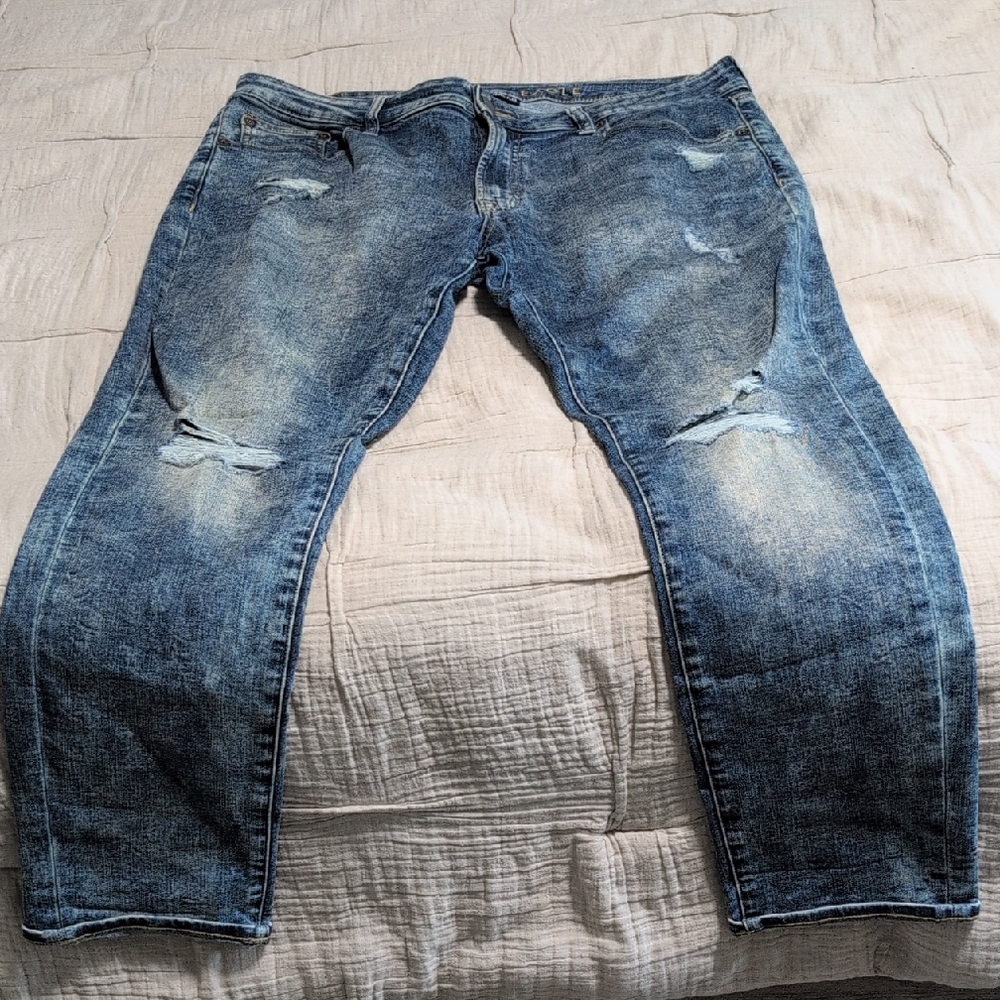 American Eagle Blue Relaxed Distressed Jeans